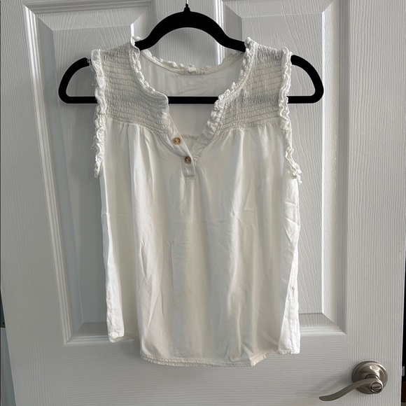 mine Tops - ❤️Mine Cream Ruffled Sleeveless Blouse